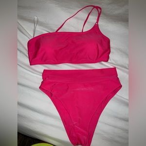 Aerie one shoulder bikini top (size XL) with high waisted bottoms (size L)